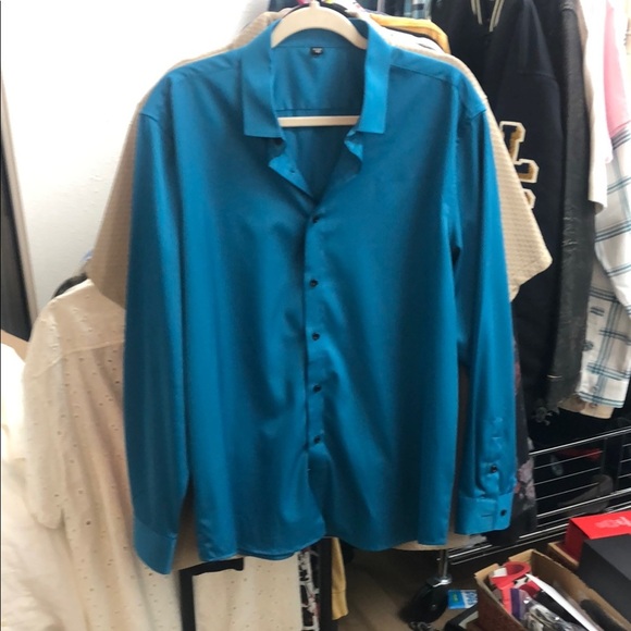 Men's Blue Button Down Dress Shirt - Picture 1 of 4